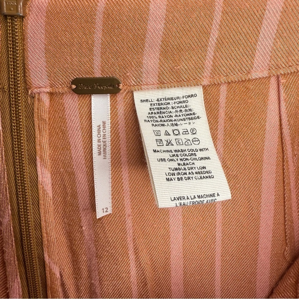 Free People Open Harem Pants Salmon Pink and Orange Stripes Size 12 GUC see pics - Picture 6 of 6